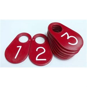 NECK TAG PEAR SHAPED RED #'D