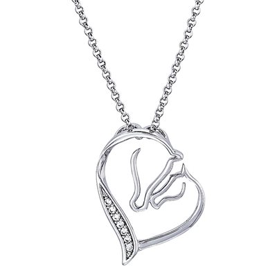 RHODIUM PLATED MARE&FOAL NECKLACE
