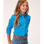 CHEMISE FILLE M / C SOLID TURQUOISE ROPER