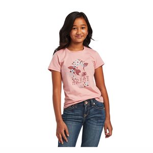 T SHIRT FILLE ARIAT MOO-CHACHA ROSE