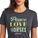 T SHIRT FEMME ARIAT CHARCOAL PEACE LOVE HORSE