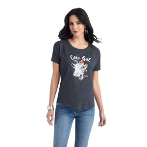 LADIES COW GAL ARIAT T SHIRT CHARCOAL
