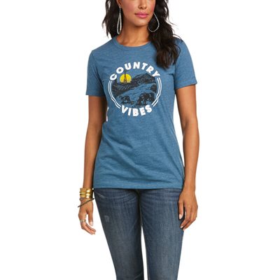 T SHIRT FEMME ARIAT COUNTRY VIBES STEEL BLUE
