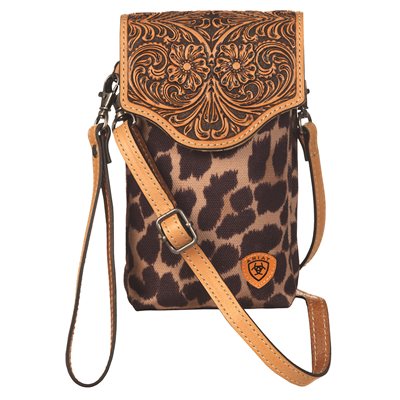 LEOPARD CELL CROSSBODY TOOLED